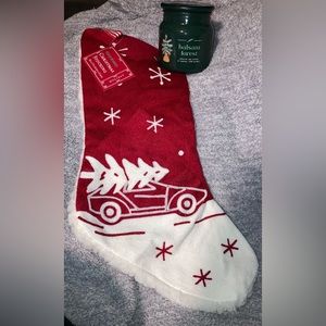 Beautiful Christmas stocking from World Market+13 ounce candle set